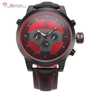 Reloj Original Shark Sh207 Requiem Correa Cuero 3atm Analogo