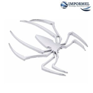 Emblema Logo Araña Cromado Adhesivo 3d Plateado