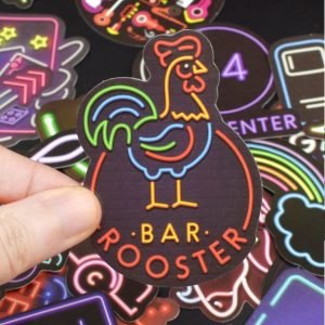 50 Stickers Neon Anime Animales Regalo Carro Bicicleta