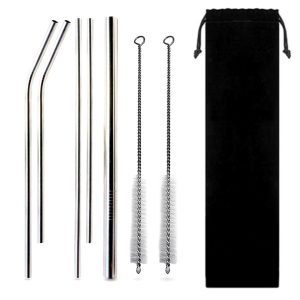 Kit De 5 Sorbetes Metalicos Rehusables Con Cepillo Limpiador