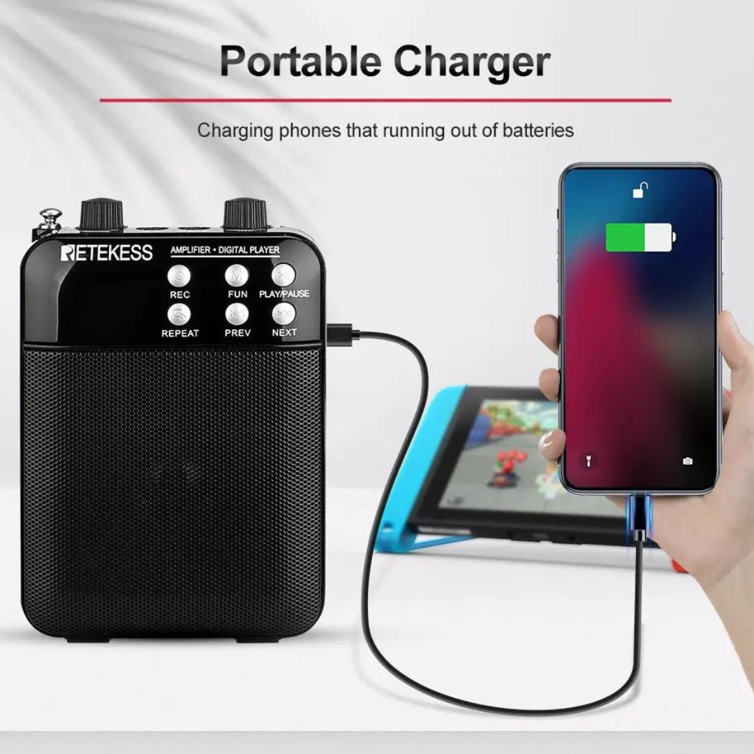 Megáfono Portátil 3W Grabación Radio FM MP3 Amplificador Voz Micrófono Profesores Guía Turística - Imagen 4