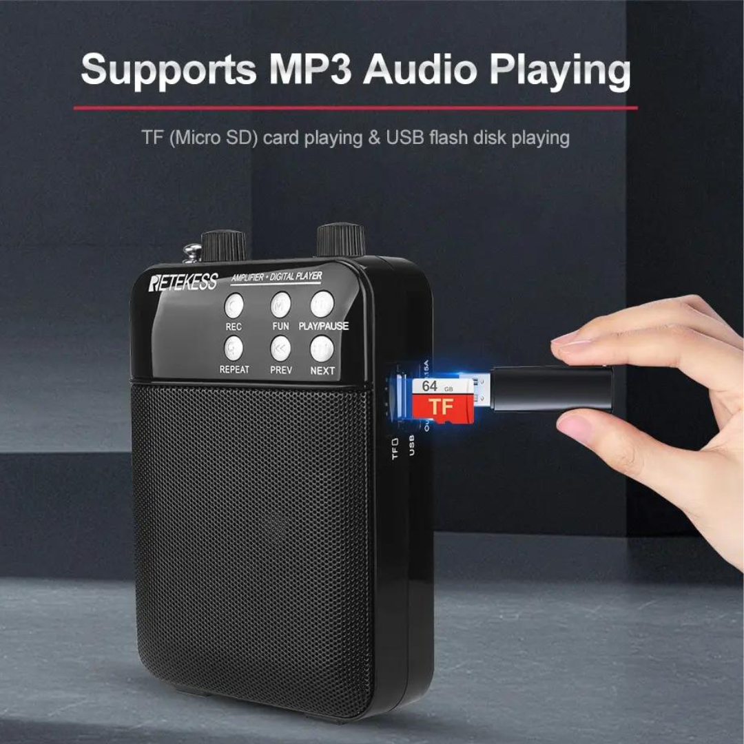 Megáfono Portátil 3W Grabación Radio FM MP3 Amplificador Voz Micrófono Profesores Guía Turística