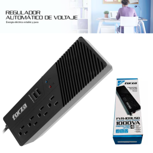 Regulador De Voltaje Forza 1000va 500w 2usb 2.0 4 Tomas 120v