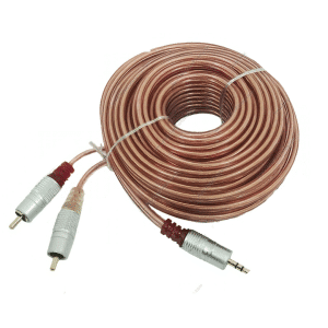 Cable Audio Auxiliar 10 metros transparente 3.5mm a 2 RCA Alta Calidad