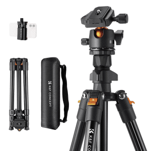 Tripode K&F CONCEPT 64" Capacidad 17.6 lbs 8 kg Clip para Celular Streaming Vlog O234A1+BH-36